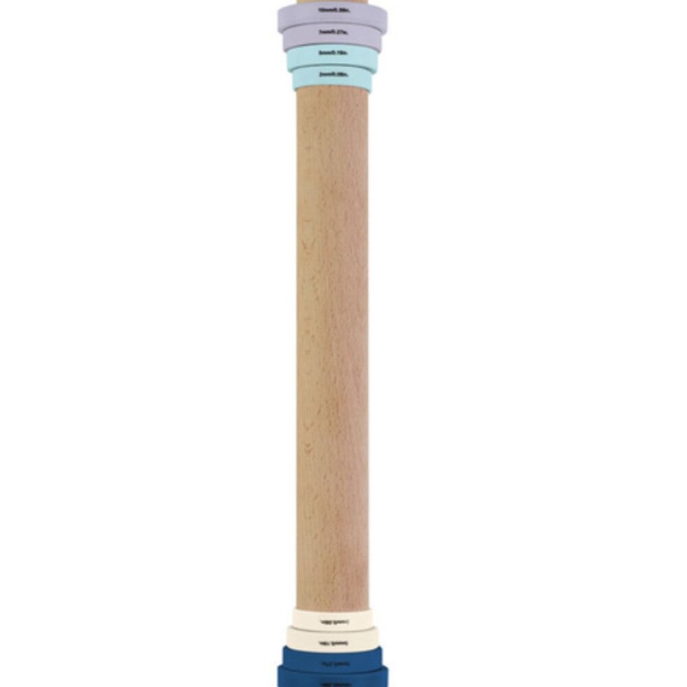 Crofton Adjustable Beechwood Rolling Pin with Silicone Thickness Rings